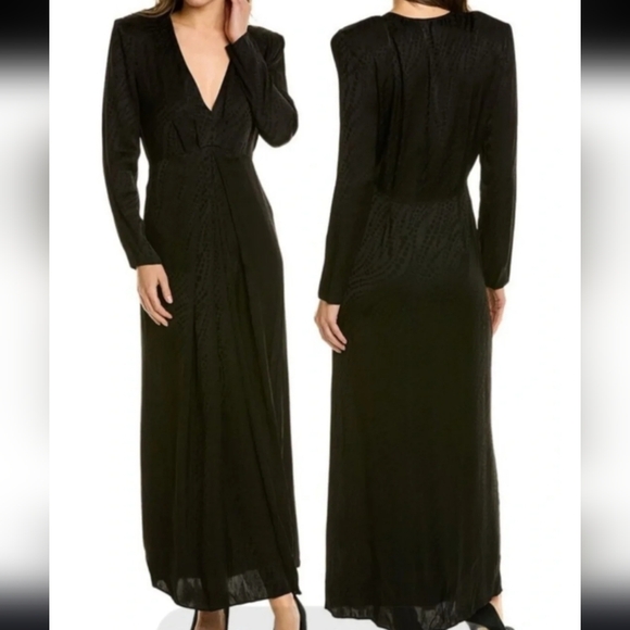 The Kooples Dresses & Skirts - The Kooples Dot Jacquard Viscose Black V-Neck Maxi Dress NWT $445 Size small NWT